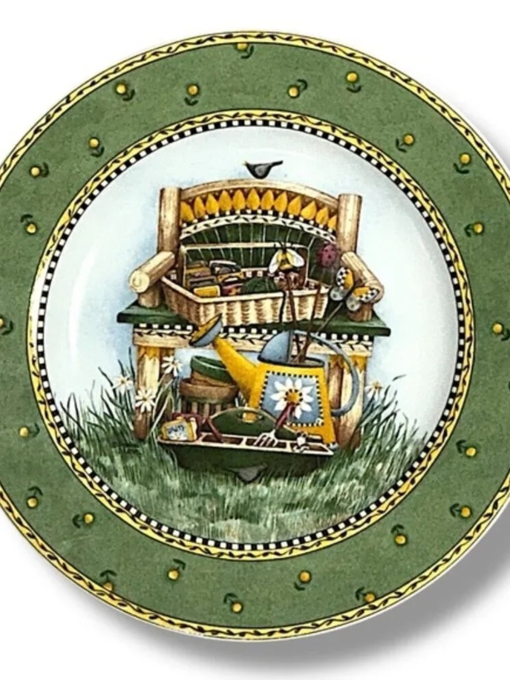 Garden Motif Decorative Plate in Green
